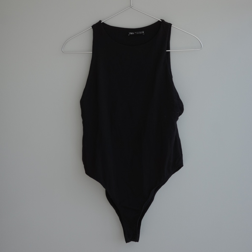Zara Classic Polyamide Halter Black Bodysuit